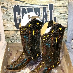 Coral Vintage Yellow-Red-Turq Butterfly Boots